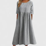 Women's Maxi Dress | Round Neck Pocket Casual Wear