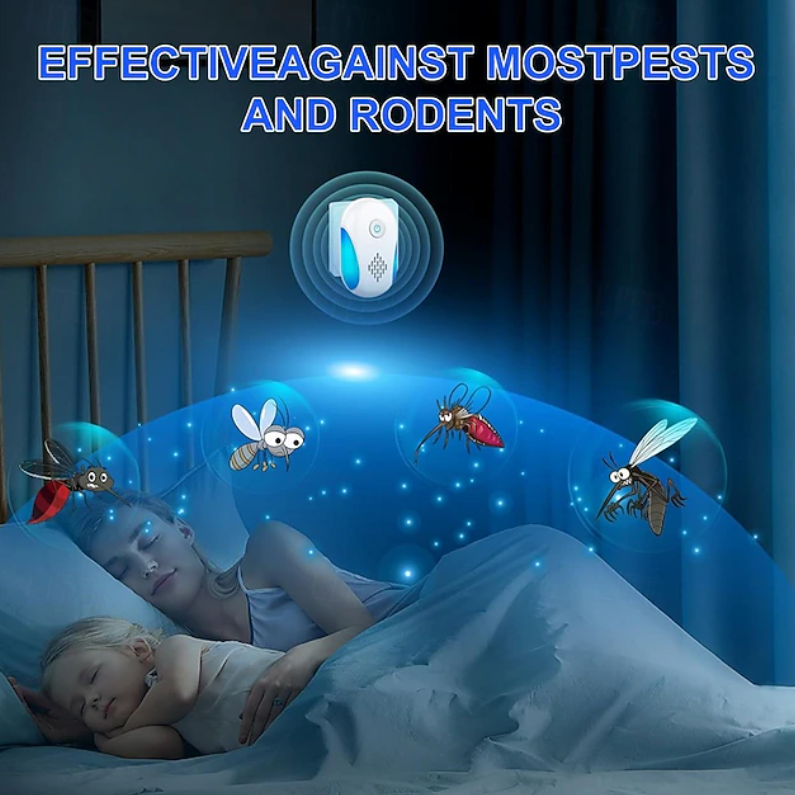 Plug In Solid Ultrasonic Pest Repeller | Power Button Indicator Light Indoor Use