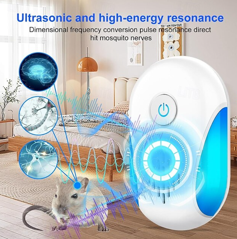 Plug In Solid Ultrasonic Pest Repeller | Power Button Indicator Light Indoor Use