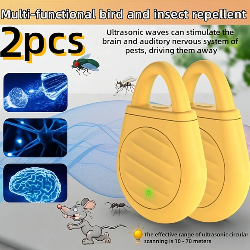 Portable Solid Ultrasonic Pest Repeller | Hanging Loop Indicator Light Outdoor Use