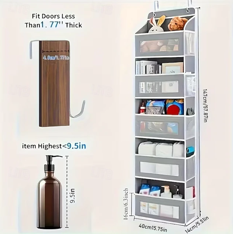 Vertical Hanging Storage Organiser | Multi Pocket Door Mounted Home Storage