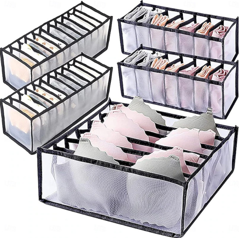 Foldable Drawer Organiser Set | Multi Compartment Dividers Clothing Storage