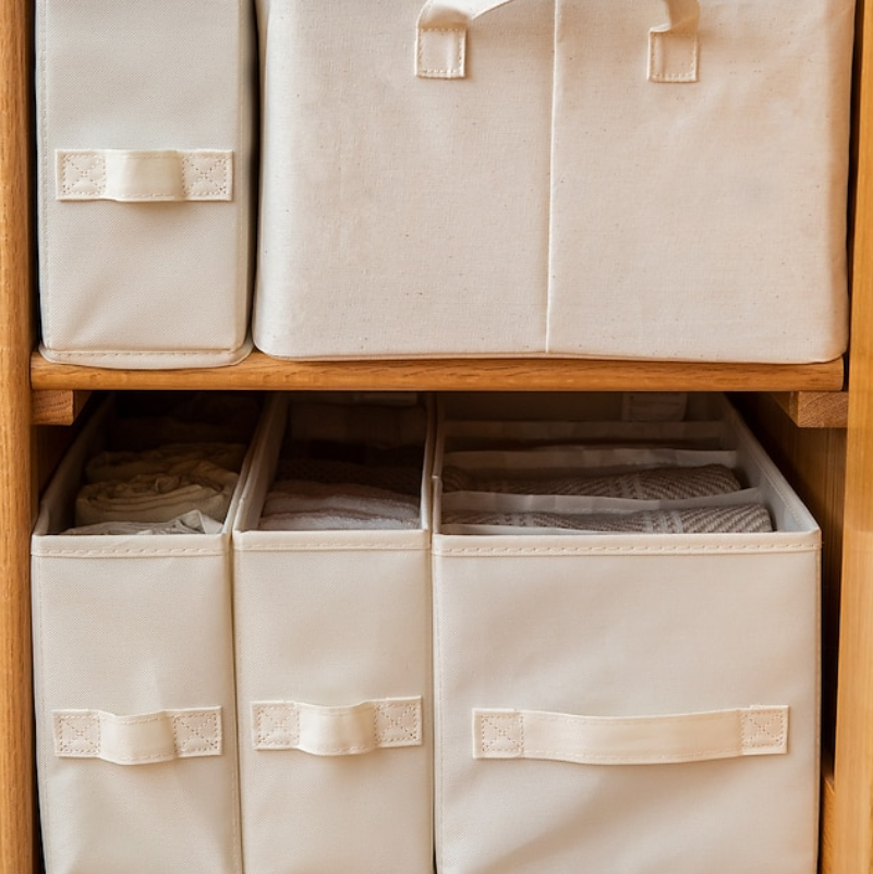 Foldable Solid Storage Bin | Carry Handles Open Top Wardrobe Organisation