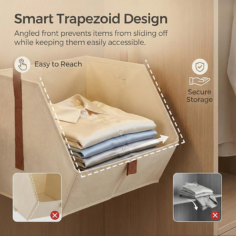 Hanging Open Front Storage Organiser | Multi Tier Baskets Hooks Wardrobe Storage