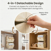 Hanging Open Front Storage Organiser | Multi Tier Baskets Hooks Wardrobe Storage