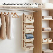 Hanging Open Front Storage Organiser | Multi Tier Baskets Hooks Wardrobe Storage