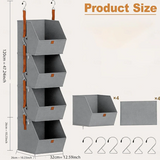 Hanging Open Front Storage Organiser | Multi Tier Baskets Hooks Wardrobe Storage