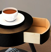 LED Floor Lamp Side Table | Round Top Shelf Bedside Lighting
