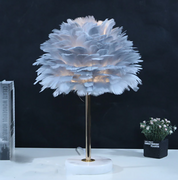Feather Table Lamp | Layered Shade Round Base Indoor Lighting