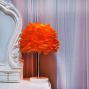 Feather Table Lamp | Layered Shade Round Base Indoor Lighting