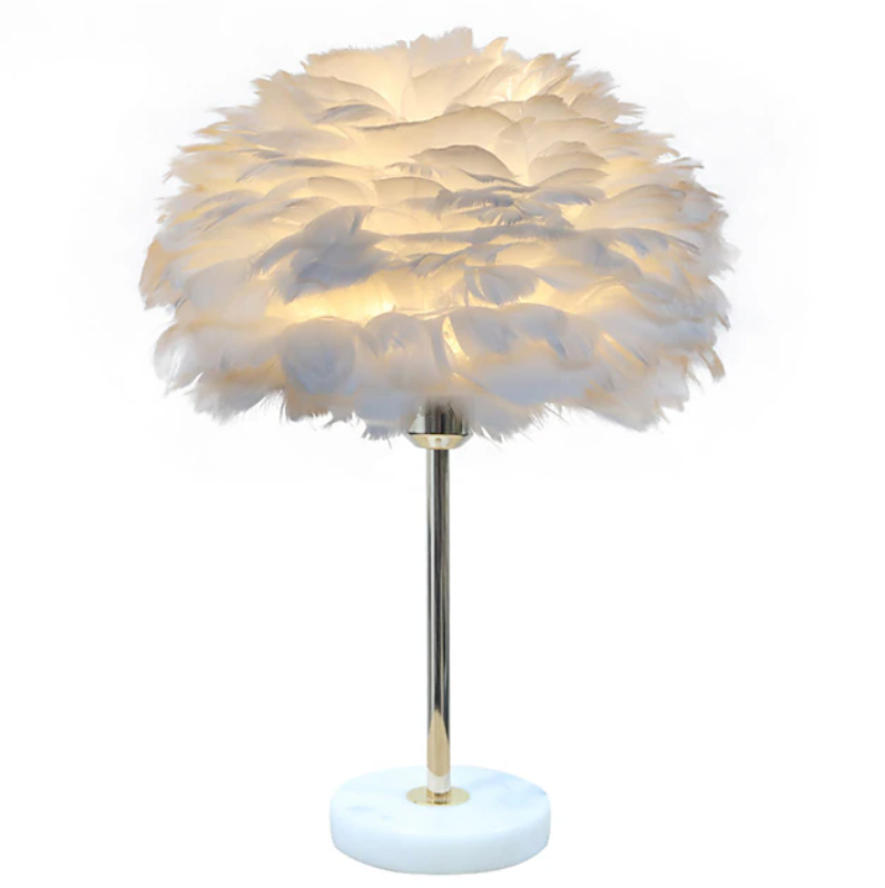 Feather Table Lamp | Layered Shade Round Base Indoor Lighting