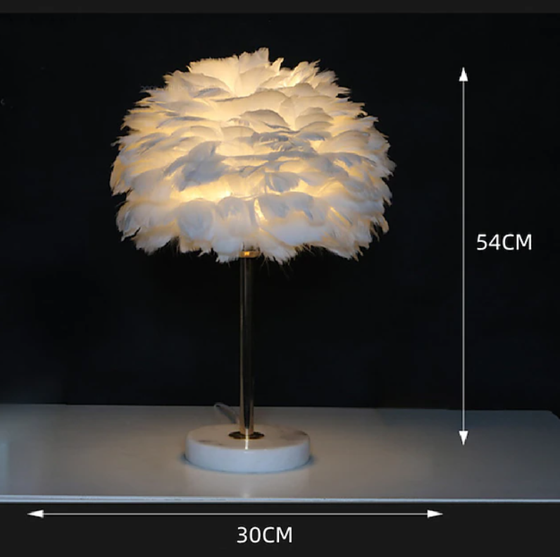 Feather Table Lamp | Layered Shade Round Base Indoor Lighting