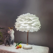 Feather Table Lamp | Layered Shade Round Base Indoor Lighting