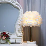 Feather Table Lamp | Layered Shade Round Base Indoor Lighting