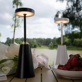 Cordless LED Table Lamp | Circular Light Head Tapered Base Tabletop Lighting
