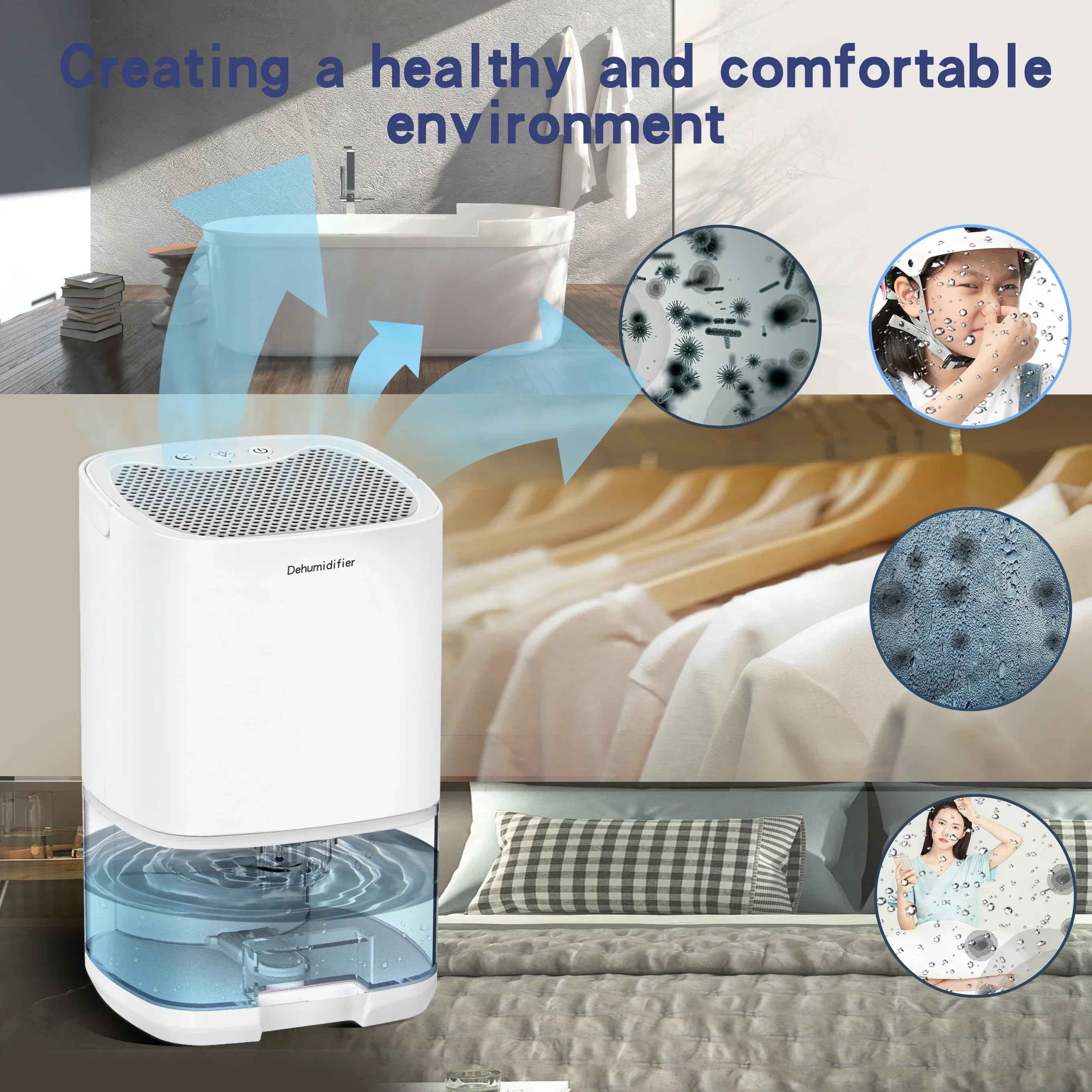 Portable Dehumidifier | Air Purifier With Night Light-Dehumidifier-Homefinn