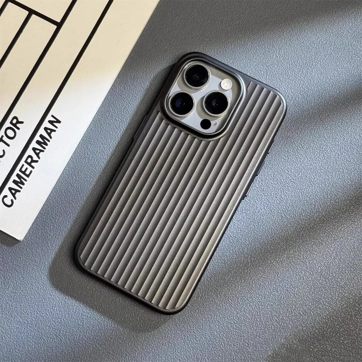 Minimalist Metallic Phone Case With Ribbed Texture