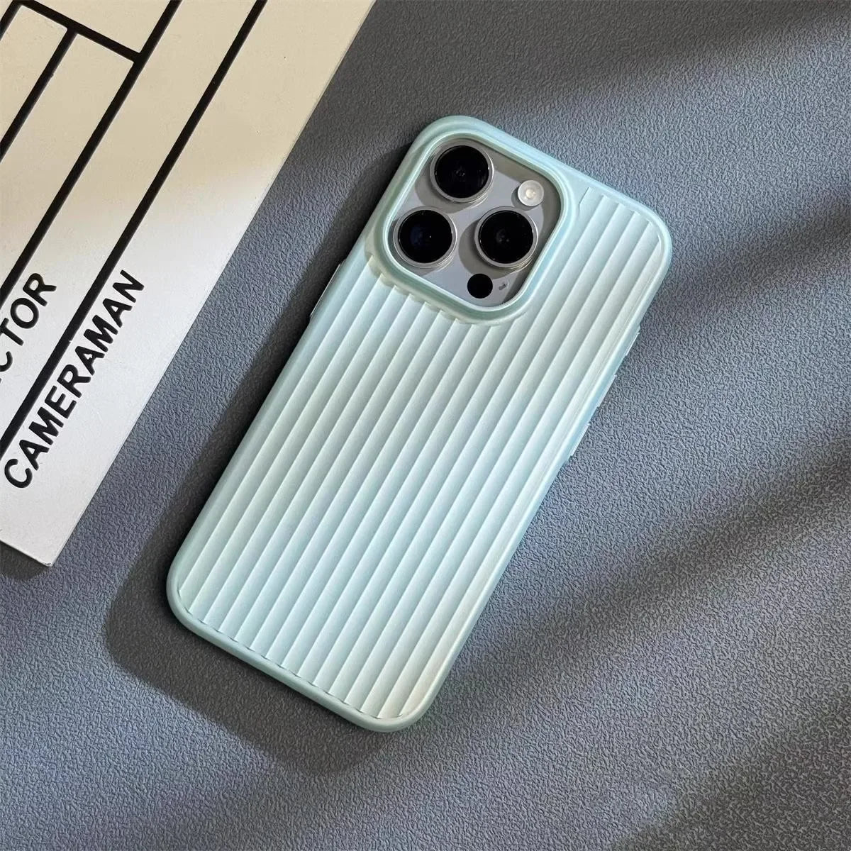 Minimalist Metallic Phone Case With Ribbed Texture - Image 4