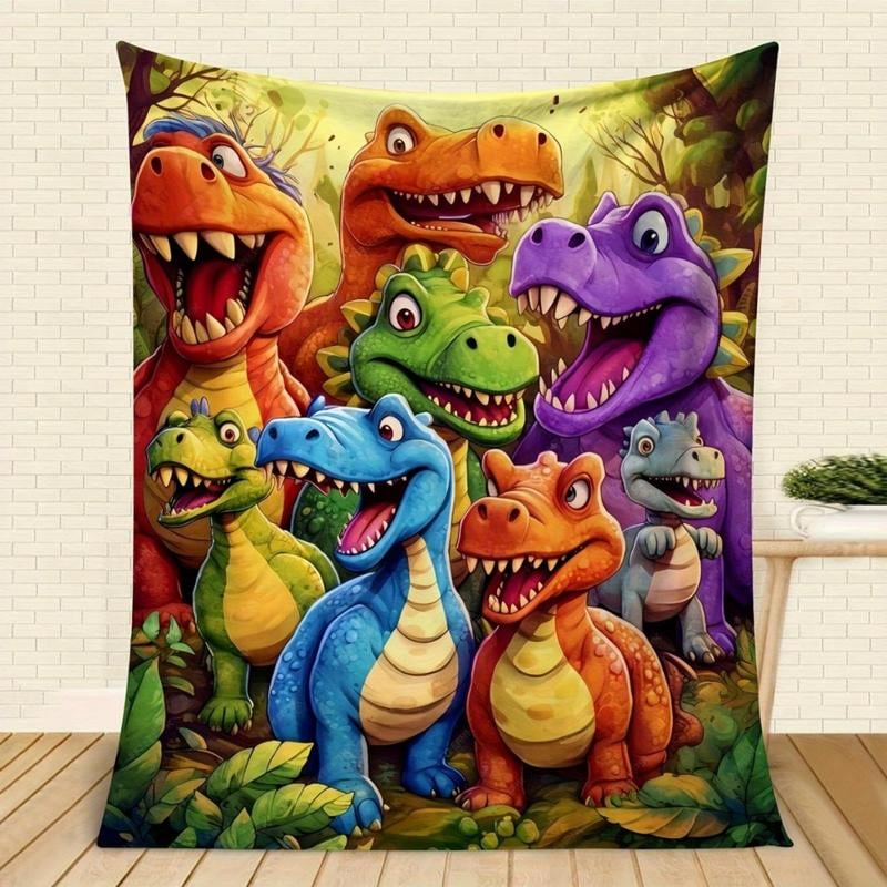Dinosaur Blanket | Colourful Throw Blanket-Blanket-Homefinn