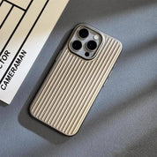 Minimalist Metallic Phone Case With Ribbed Texture - Image 5
