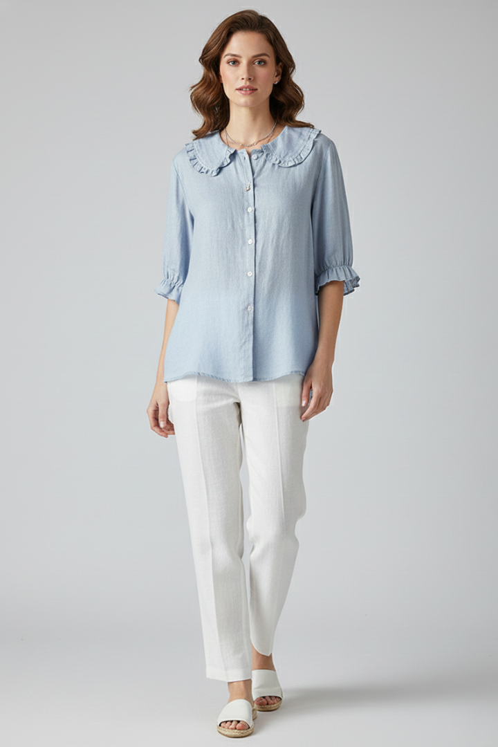 Women Casual Button-Up Shirt | Work Blouse-Women Blouse-Homefinn
