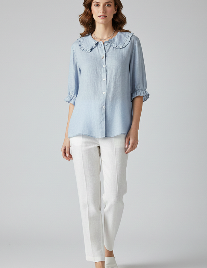 Women Casual Button-Up Shirt | Work Blouse-Women Blouse-Homefinn