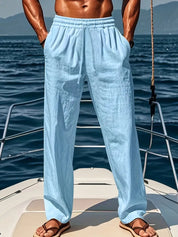 Men Drawstring Trousers | Relaxed Fit Holiday Beachwear-Men Pants-Homefinn