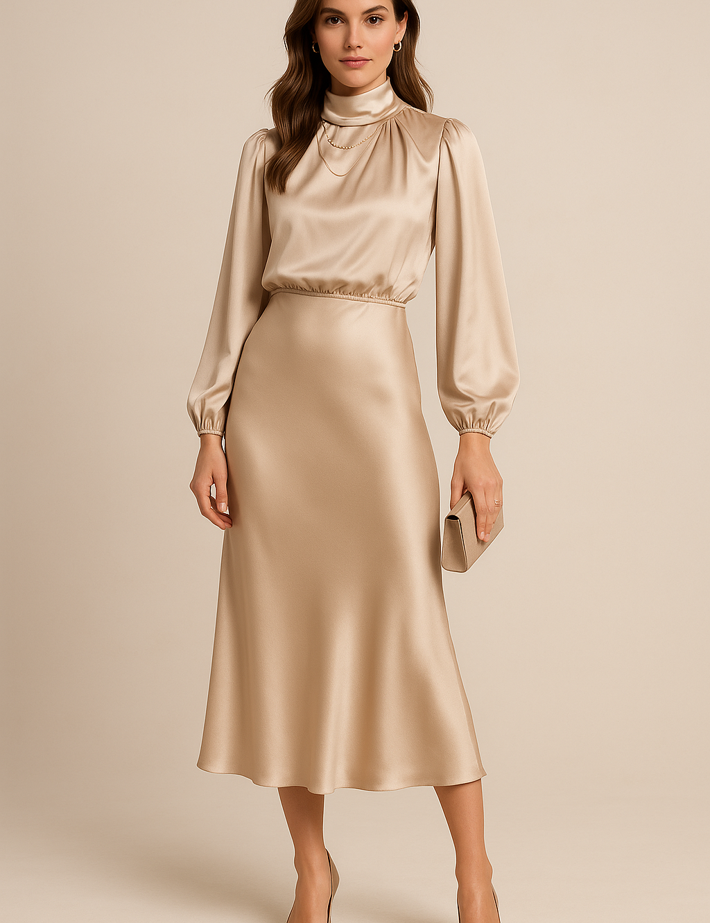 Bridesmaid Dress | High Waist Midi Dress-Women Dress-Homefinn