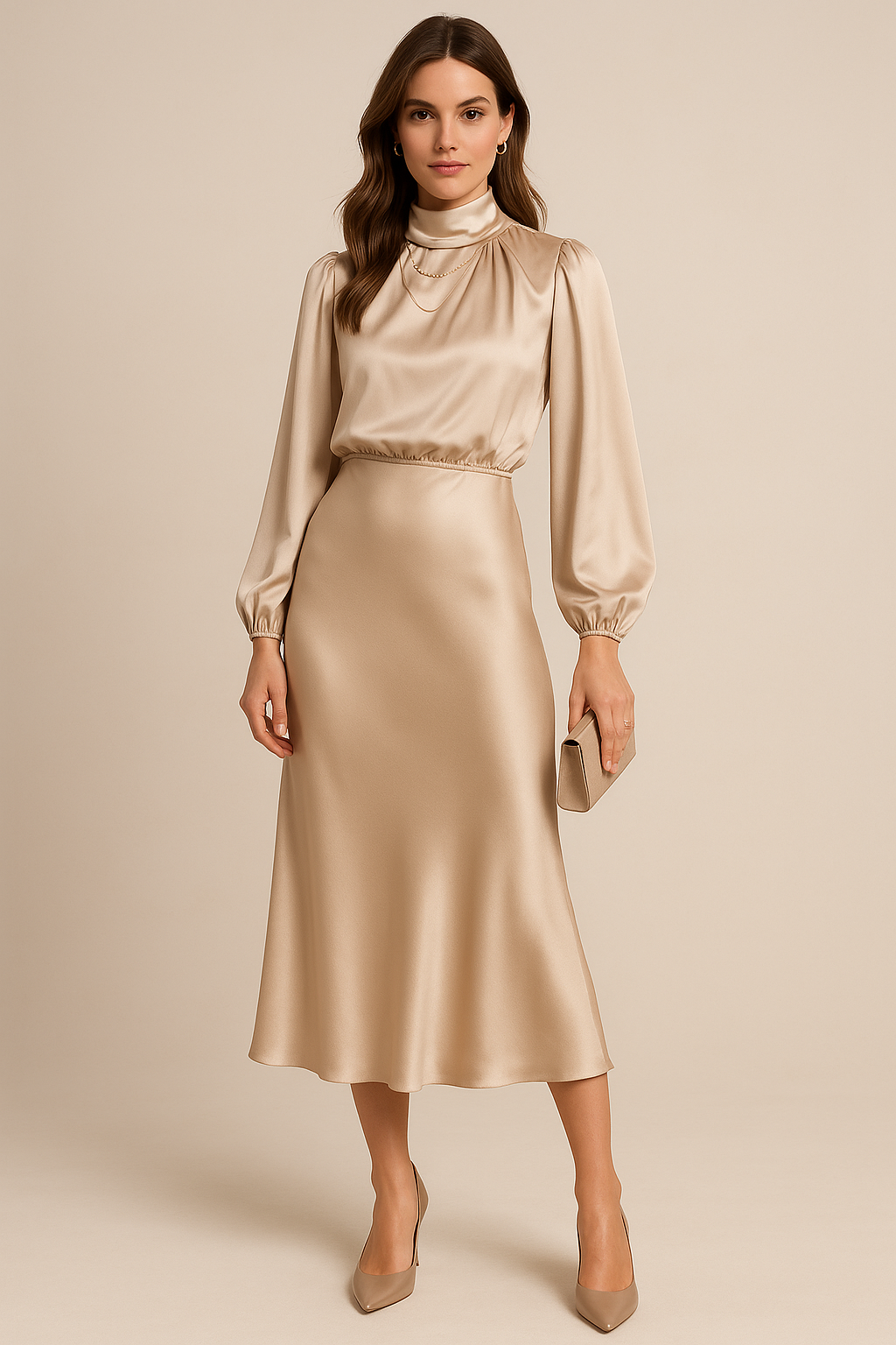 Bridesmaid Dress | High Waist Midi Dress-Women Dress-Homefinn