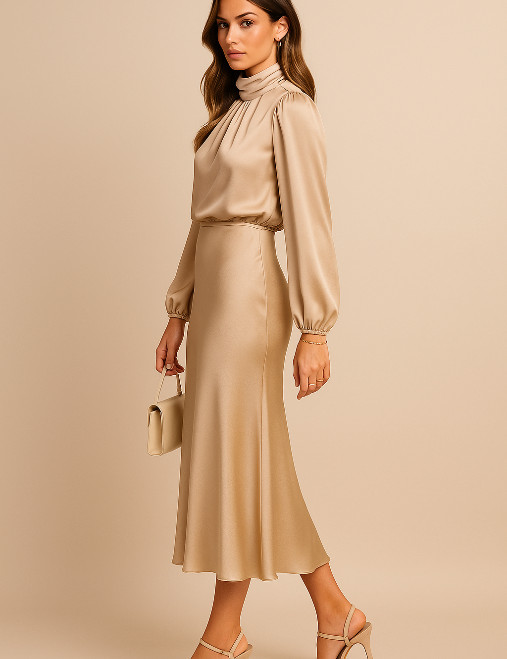 Bridesmaid Dress | High Waist Midi Dress-Women Dress-Homefinn