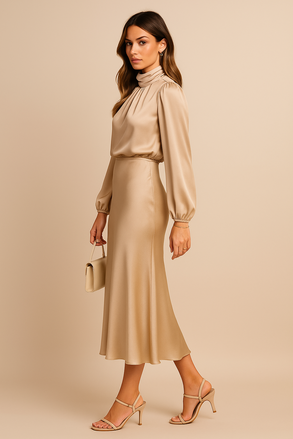 Bridesmaid Dress | High Waist Midi Dress-Women Dress-Homefinn