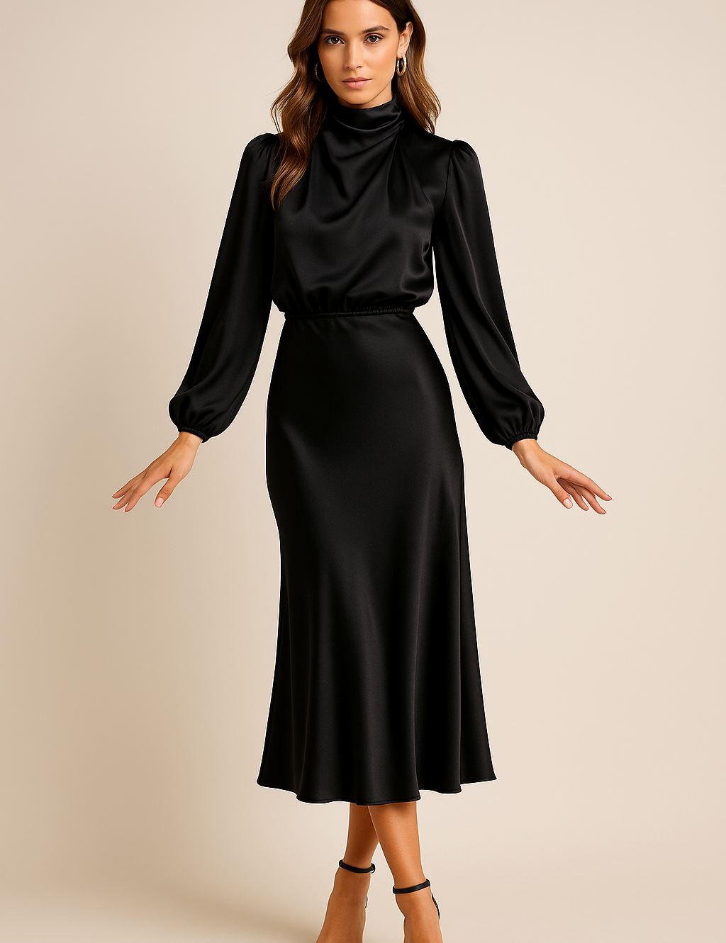 Bridesmaid Dress | High Waist Midi Dress-Women Dress-Homefinn