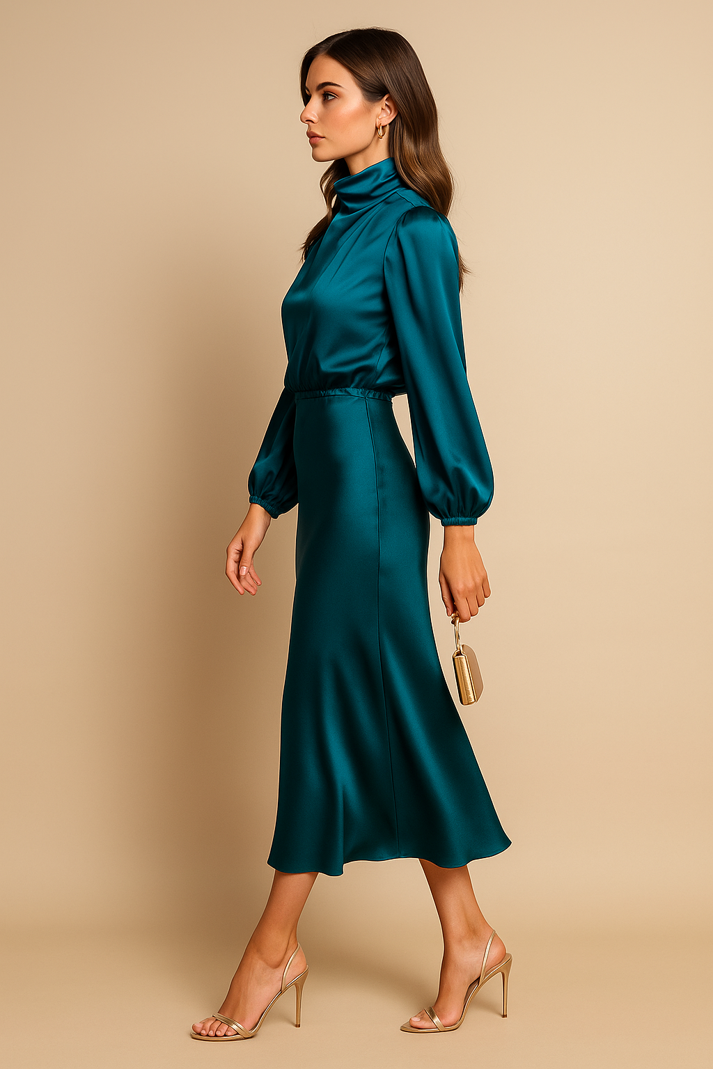 Bridesmaid Dress | High Waist Midi Dress-Women Dress-Homefinn