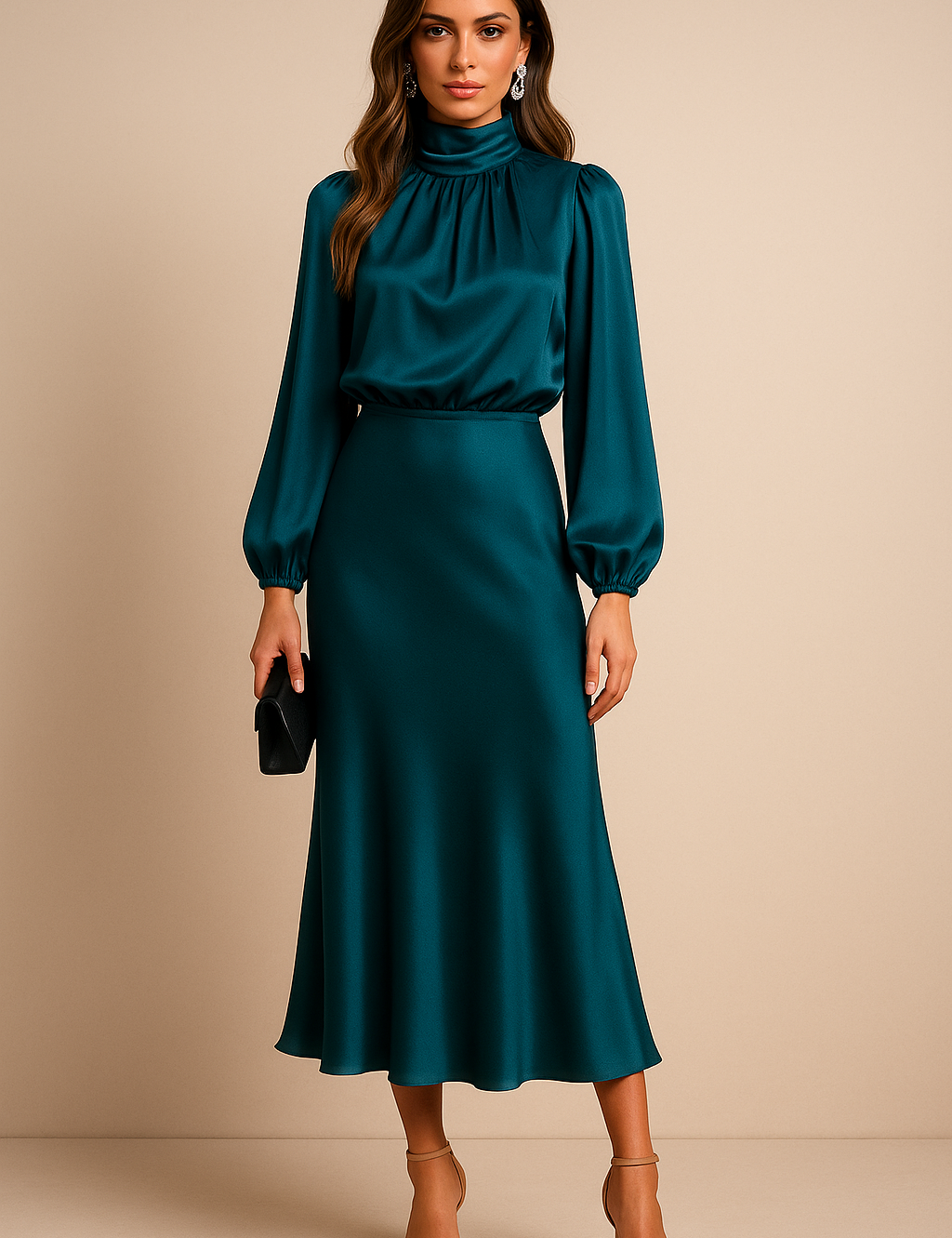 Bridesmaid Dress | High Waist Midi Dress-Women Dress-Homefinn