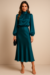 Bridesmaid Dress | High Waist Midi Dress