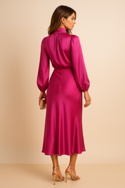Bridesmaid Dress | High Waist Midi Dress-Women Dress-Homefinn