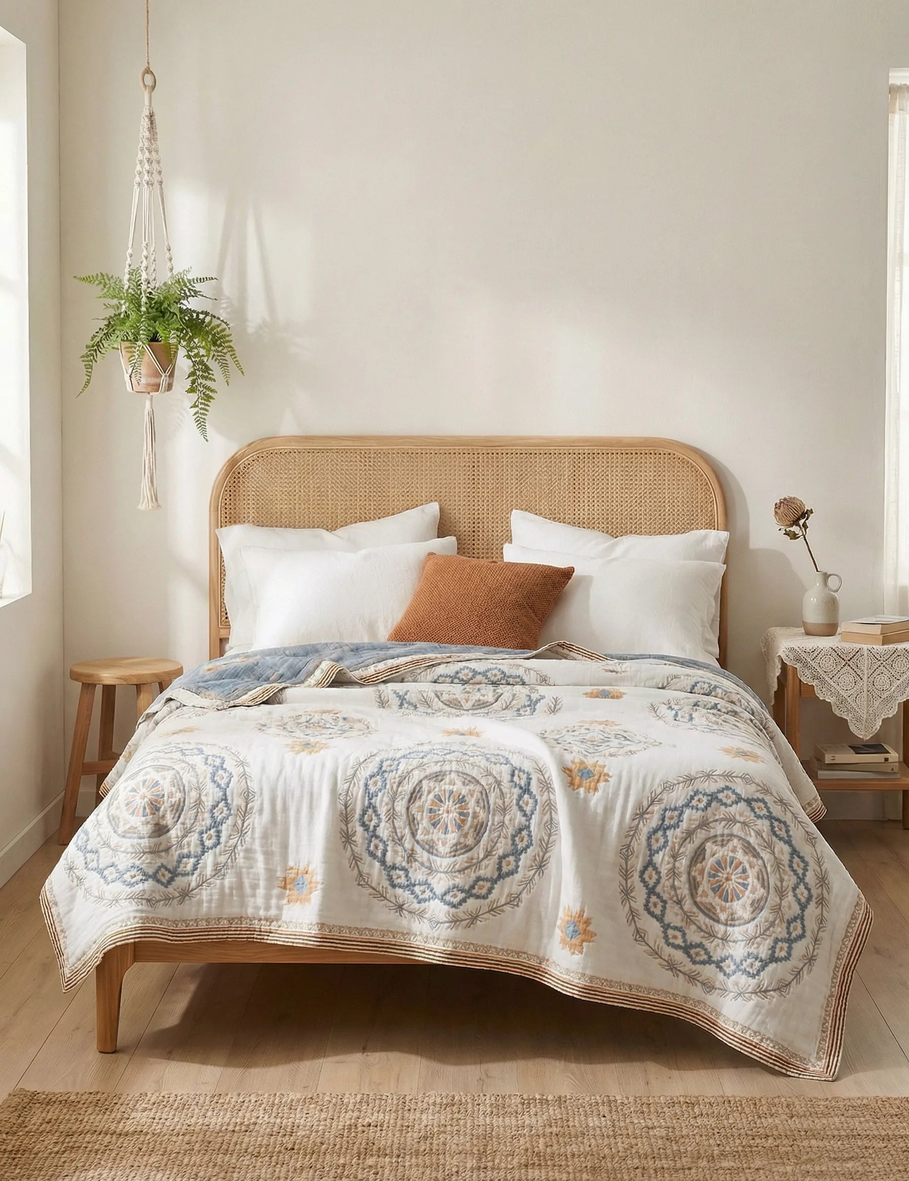 Bed Quilt Blanket | Geometric Pattern Layout-Homefinn