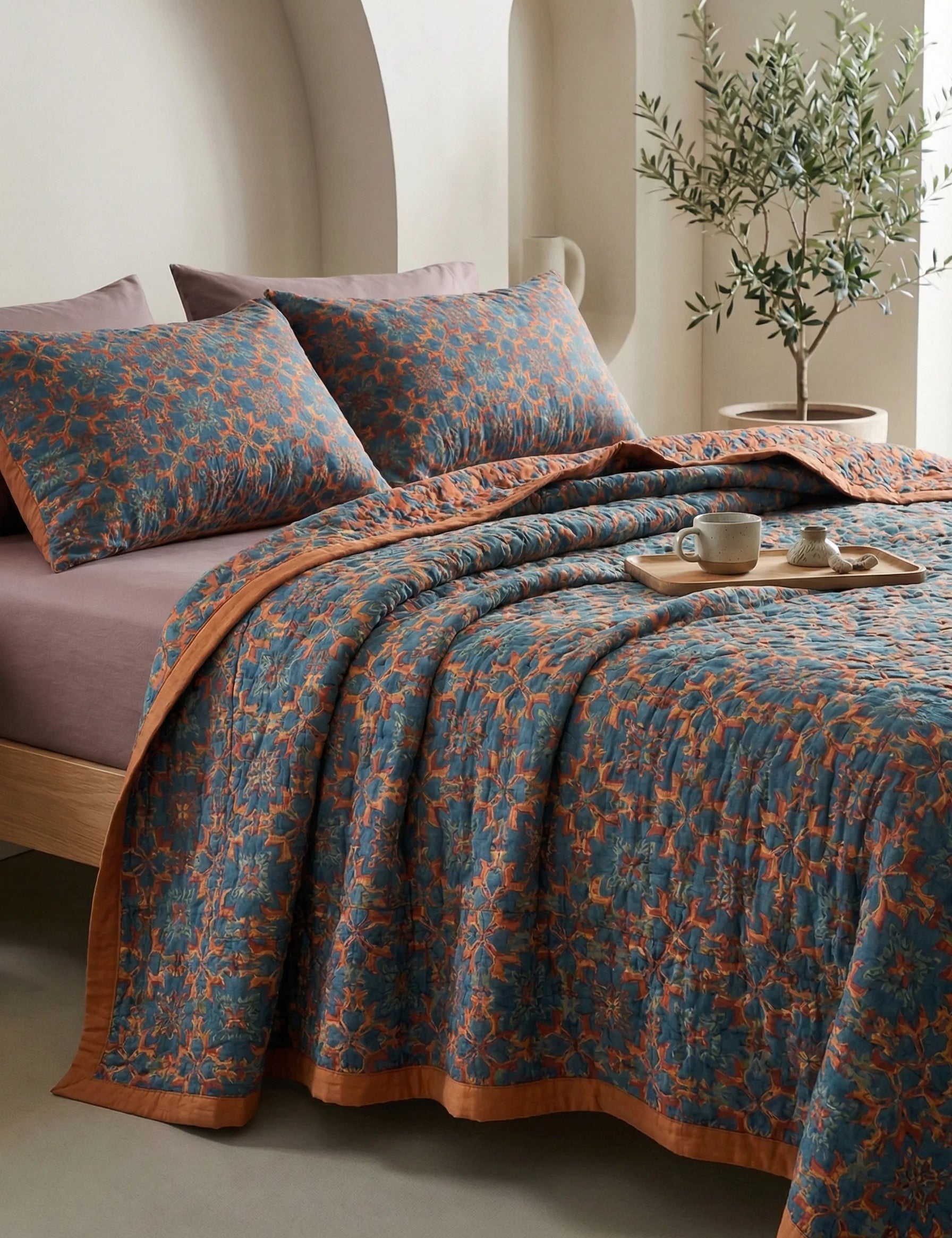 Bed Quilt Blanket | Patterned Surface Design-Homefinn