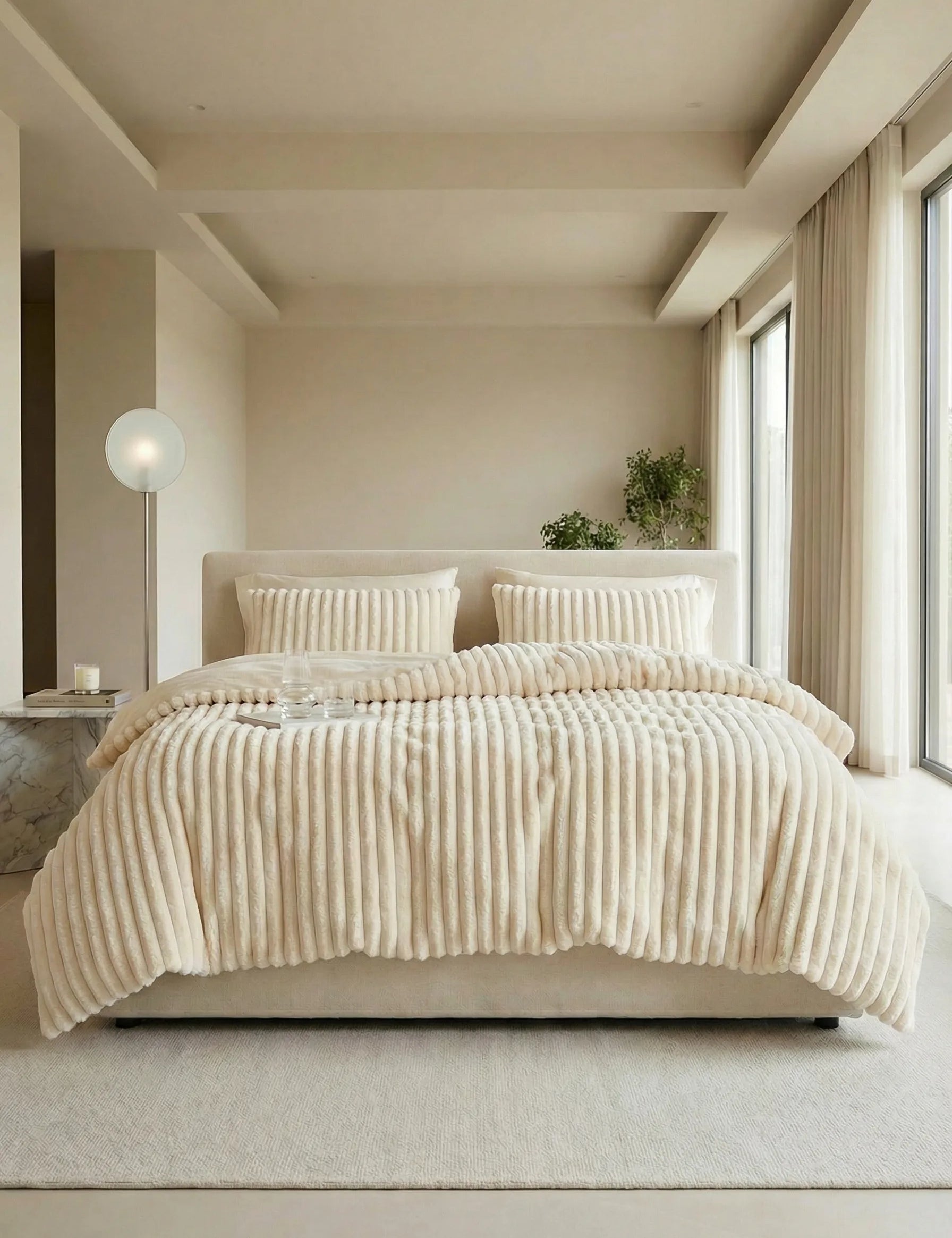 Bed Throw Blanket | Ribbed Surface Design-Homefinn