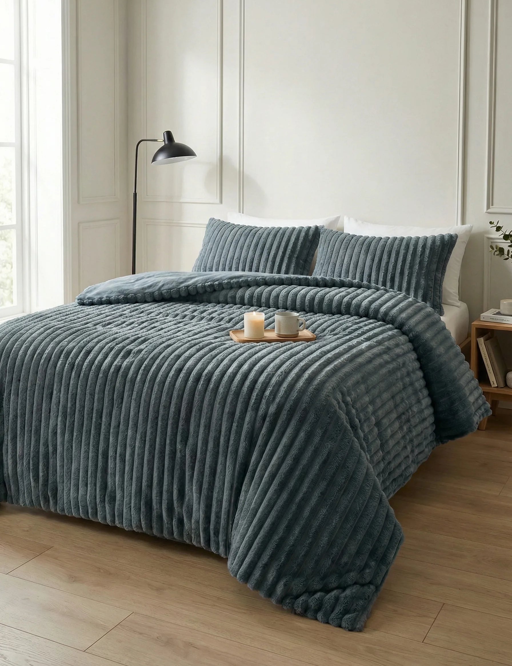 Bed Throw Blanket | Ribbed Surface Design-Homefinn