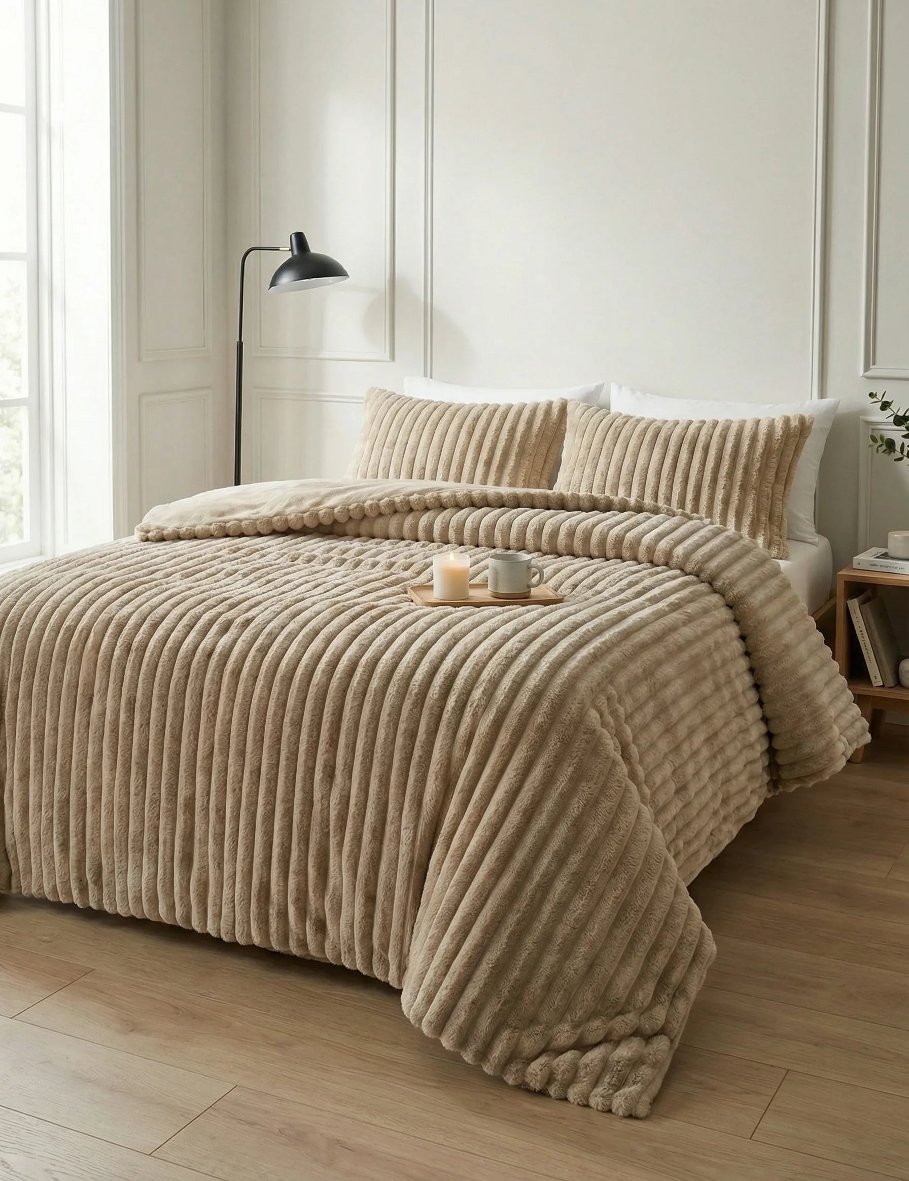 Bed Throw Blanket | Ribbed Surface Design-Homefinn