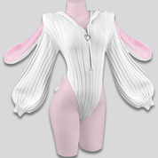 Women's Sexy Hooded Bodysuit Cosplay Bunny Ears Zip Front Gift - Image 8