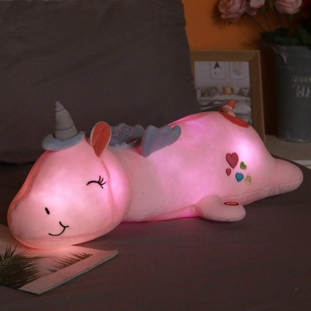 Unicorn Plush Pillow | LED Sleeping Unicorn Plush-Night Light-Homefinn