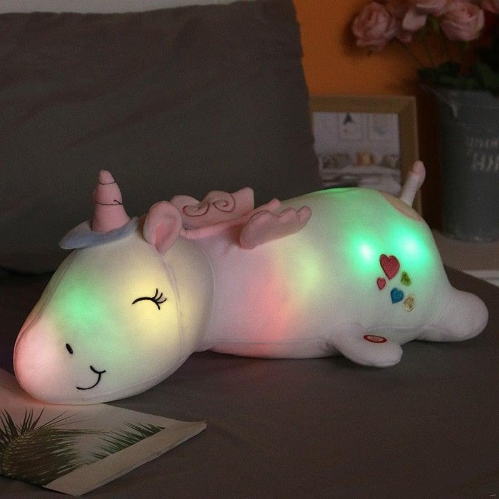 Unicorn Plush Pillow | LED Sleeping Unicorn Plush-Night Light-Homefinn