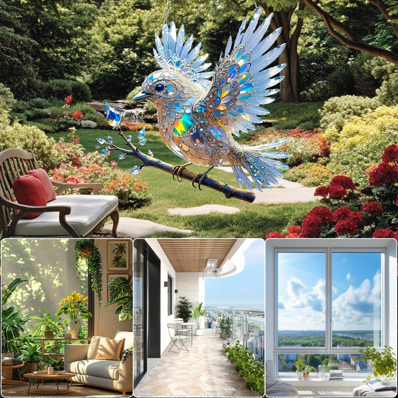 Garden Ornament | Hanging Bird Sun Catcher-Suncatcher-Homefinn