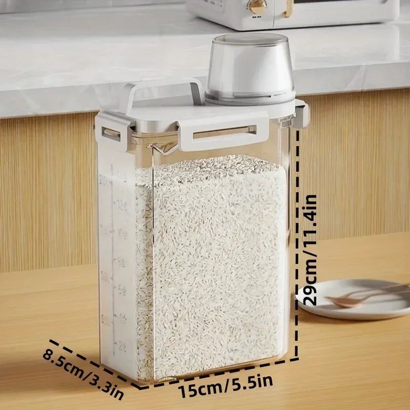 Airtight Food Storage Container 2.5L Rice Cereal Flour Dispenser Measuring Cup - Image 4
