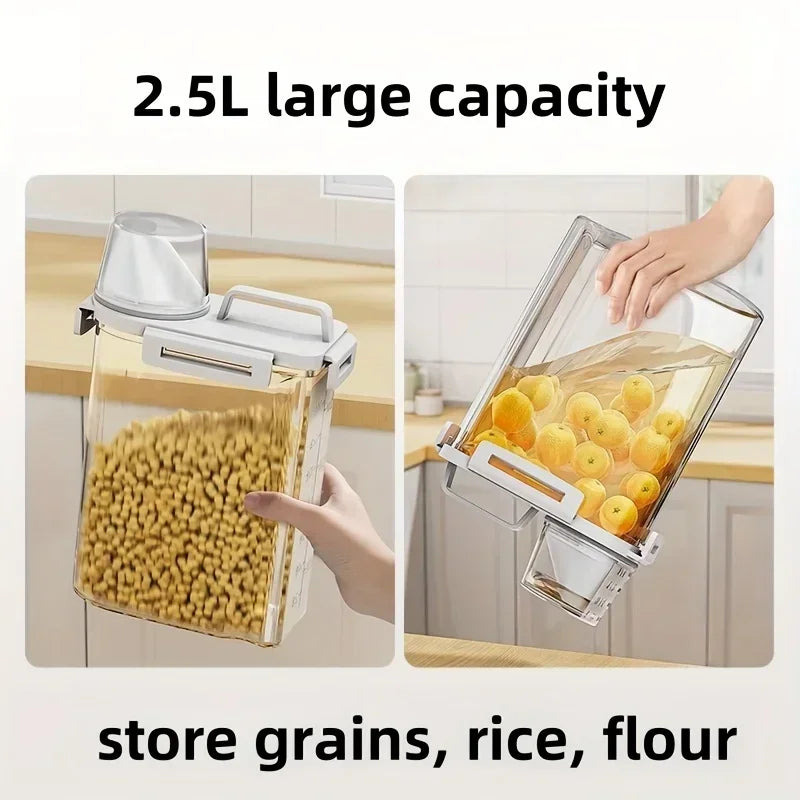Airtight Food Storage Container 2.5L Rice Cereal Flour Dispenser Measuring Cup - Image 5