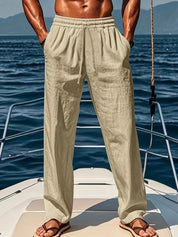Men Drawstring Trousers | Relaxed Fit Holiday Beachwear-Men Pants-Homefinn