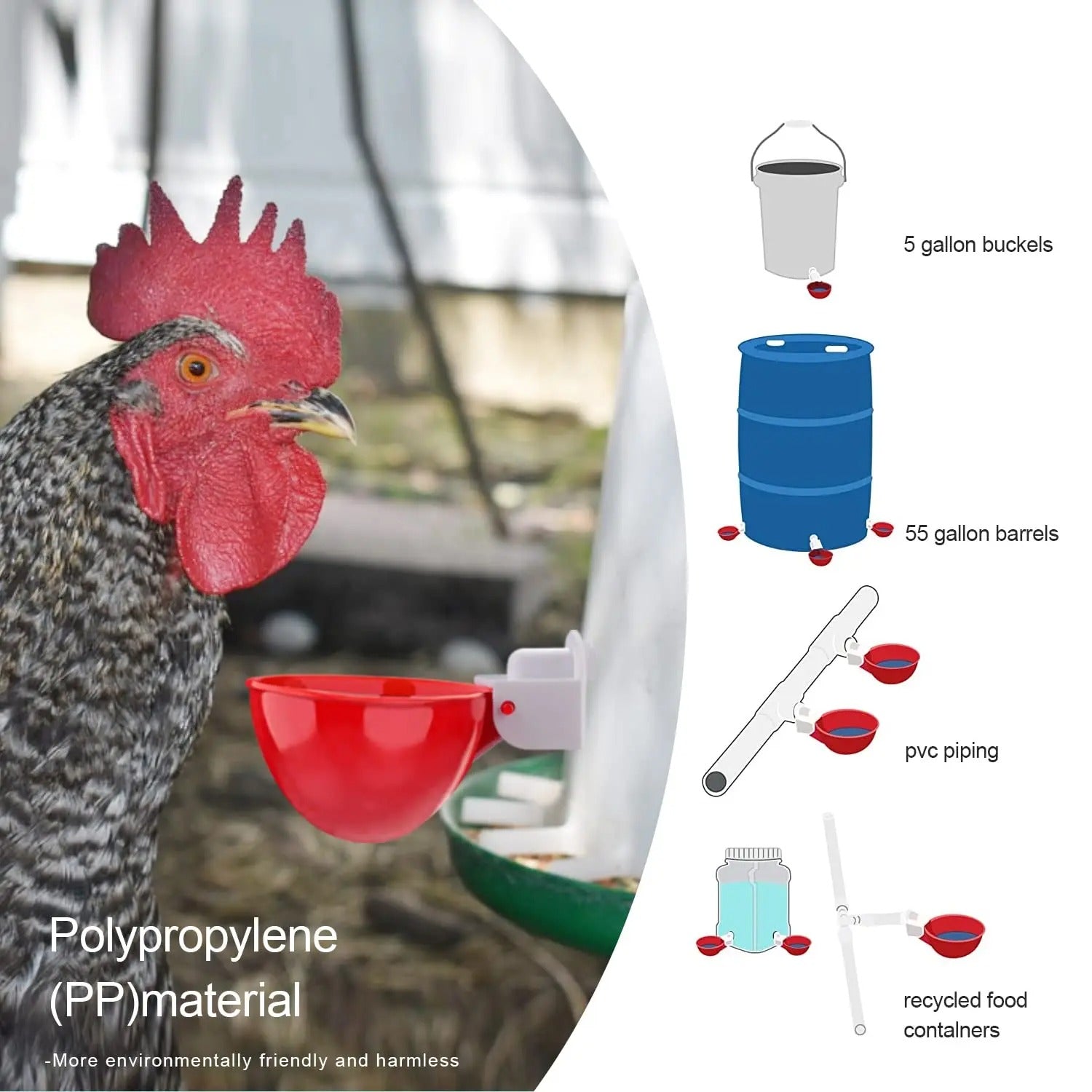 Automatic Chicken Waterer Cups | Poultry Drinking Cup Set-Pet Feeder-Homefinn
