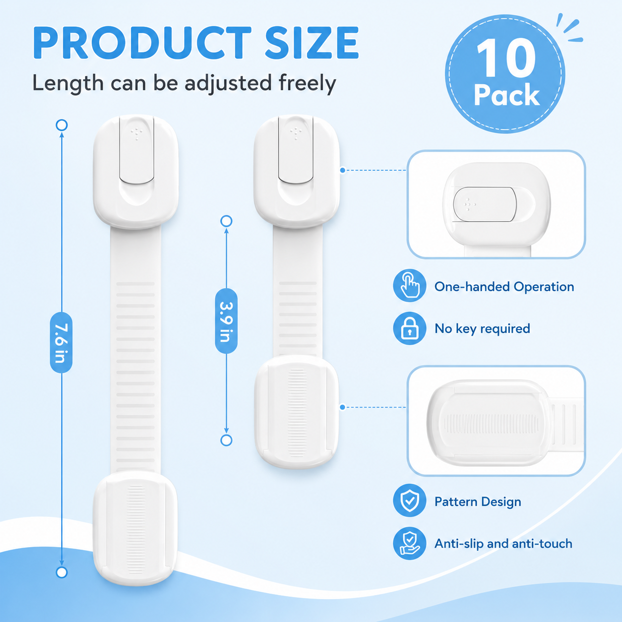 10-Pack Baby Proof Cabinet Locks with Adhesive Straps - Image 4